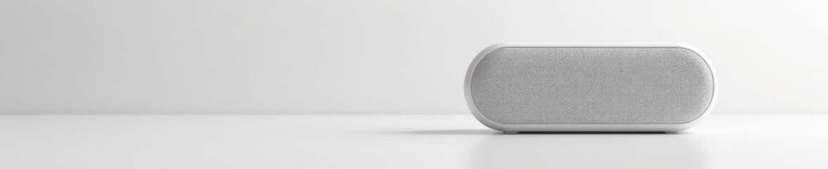 Compact portable speaker, crisp white setting, sound system, isolated