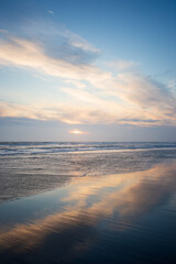 Fototapeta premium A muted Sunrise over Cambois Beach, Northumberland, January 2026