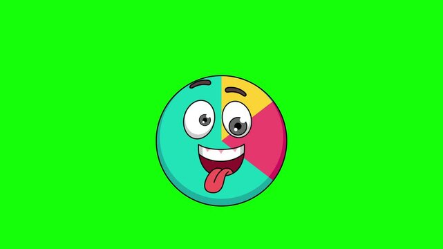 Funny face animation of chart cartoon, mascot on a greenscreen