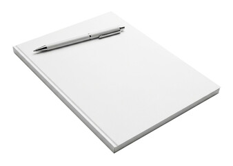 White Notebook with Pen Isolated on Transparent Background