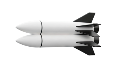 Sleek White and Black Rocket Model with Reflection