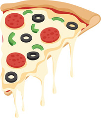 Slice of Pepperoni Pizza with Dripping Cheese