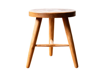 Wooden Three-Legged Stool Isolated on White