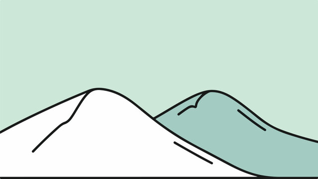 Minimalist landscape illustration of two rolling hills under a soft pastel sky