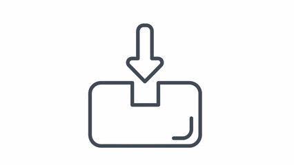 Obraz premium Icon of an arrow pointing down towards a box symbolizing download or import