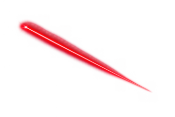 Red laser beam light trail with glow effect for cutting edge technology and futuristic design, transparent background