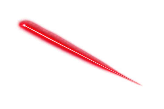 Red laser beam light trail with glow effect for cutting edge technology and futuristic design, transparent background