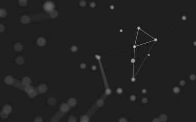 Abstract background. Molecules technology with polygonal shapes, connecting dots and lines. Connection structure. Big data visualization.