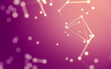 Abstract background. Molecules technology with polygonal shapes, connecting dots and lines. Connection structure. Big data visualization.