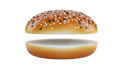 Sesame Seed Burger Buns, Top and Bottom Halves