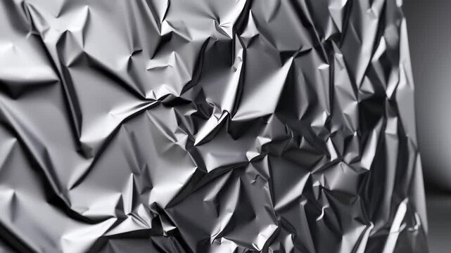 Textured Silver Sheet: Abstract close-up of a rumpled silver sheet, revealing intricate patterns of light and shadow, highlighting the material's captivating texture and form.