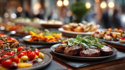 Assorted dishes on dining table