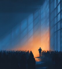 Person walking in front of audience