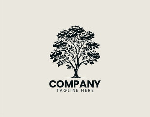 Obraz premium Crape Myrtle Tree Black Vector Logo Illustration