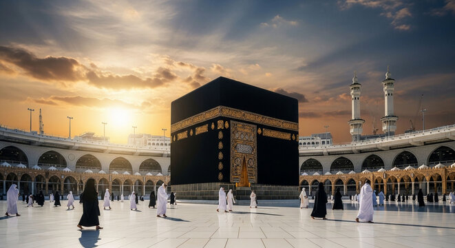 Pilgrims Gathering at Kaaba in Mecca.