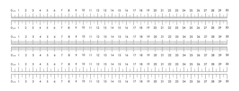 30 cm Ruler Scale Set &ndash; Metric Measuring Rulers with Millimeter Ticks (Vector Template)