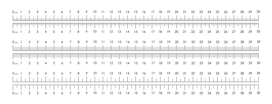 30 cm Ruler Scale Set &ndash; Metric Measuring Rulers with Millimeter Ticks (Vector Template)