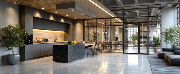 Modern open plan kitchen and living space