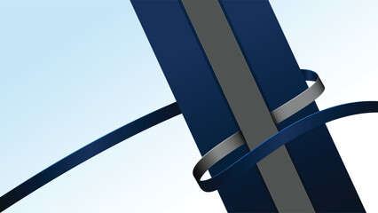 Blue abstract background vector design. Modern blue background with shape and ribbon. Suit for banner, backdrop, award, certificate, and others