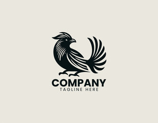 Greater Coucal Bird Black Vector Logo Illustration
