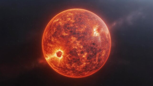 Intense glowing red supergiant star in deep space