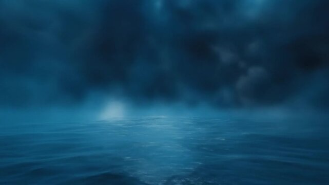 Abstract ocean surface with atmospheric fog and dramatic lighting