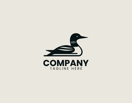 Loon Bird Black Vector Logo Illustration