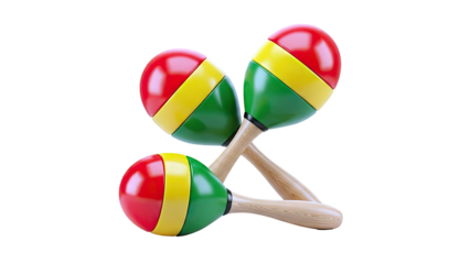 Three Maracas with Red, Yellow, and Green Bands