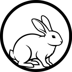 Obraz premium Rabbit in circle black silhouette vector illustration 