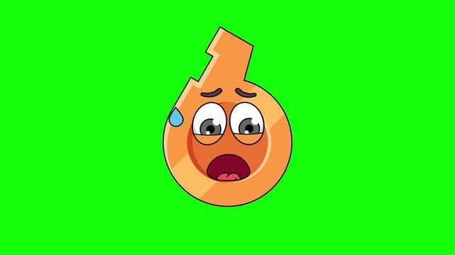 whistle emoticon with an expression of sweltering, hot, sweating