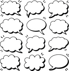 Fototapeta premium Blank Black Outline Speech and Thought Bubbles - Creative Communication