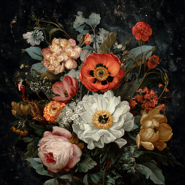 Collage, Flower painting, Composition, Digital art, aesthetic