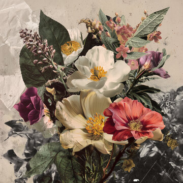 Collage, Flower painting, Composition, Digital art, aesthetic