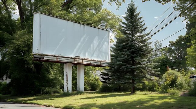 Blank White Billboard Mockup in Outdoor Green Park