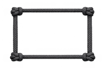 Rope rectangle frame featuring intricate knots at each corner, creating a decorative nautical border element with texture