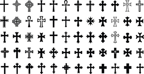 Fototapeta premium Assorted Christian Cross Symbols and Designs Set