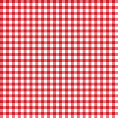 Seamless gingham background, red. Old fashioned gingham check pattern in red & white for restaurants, scrapbooks, arts, crafts, fabrics, and decorating. Vector, transparent background EPS version.