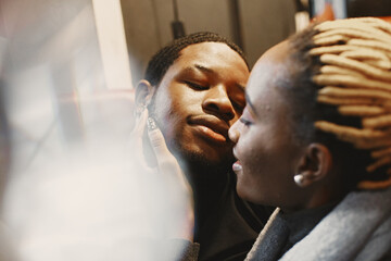 Portrait of young beautiful african couple in love