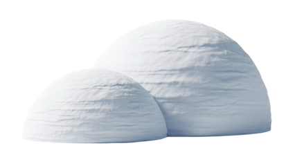 Two snow mounds with textured surfaces