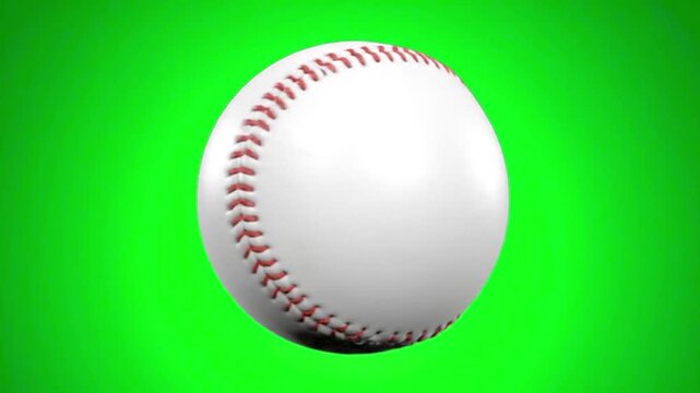 baseball ball on green grass Baseball on Green Screen Background &ndash; Sports Equipment Isolated in 4K
