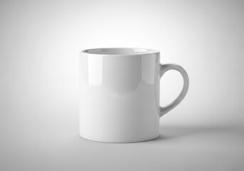 Obraz premium A clean white ceramic cup, ready for hot morning coffee or afternoon tea, sitting isolated on a plain studio background, emphasizing simple form, cup, edge, white