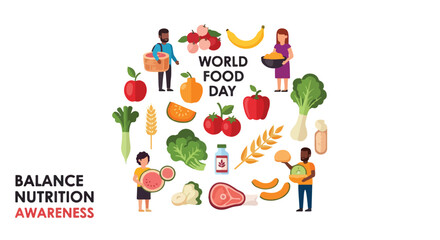 World food day celebration with healthy produce and people