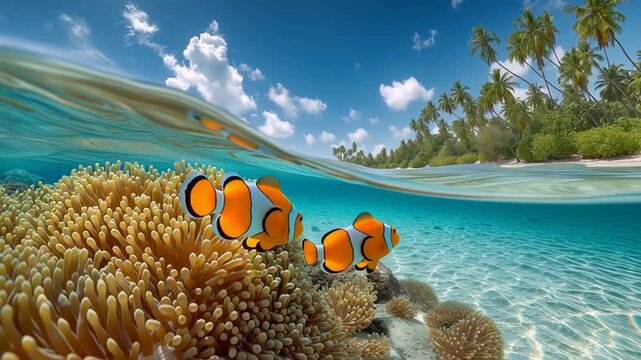split level clownfish coral