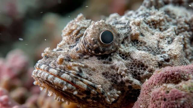 stonefish camouflaged coral rock