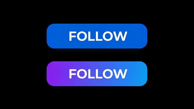 Dynamic glow transition of follow buttons highlighting interactive design elements