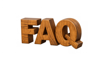 Faq wooden 3d letters, frequently asked questions, information and customer support concept on transparent background