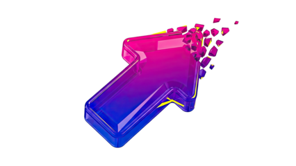 3D Arrow Dissolving into Particles