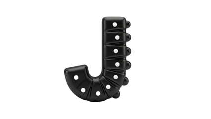 Black inflatable letter J with white dots