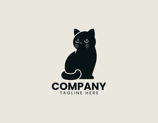 Black Munchkin Cat Vector Logo Illustration