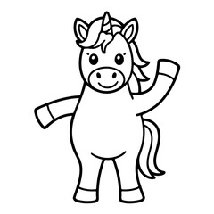 Obraz premium Unicorn Character Illustration: A charming unicorn character illustration, perfect for coloring or adding a touch of whimsy to any design. 
